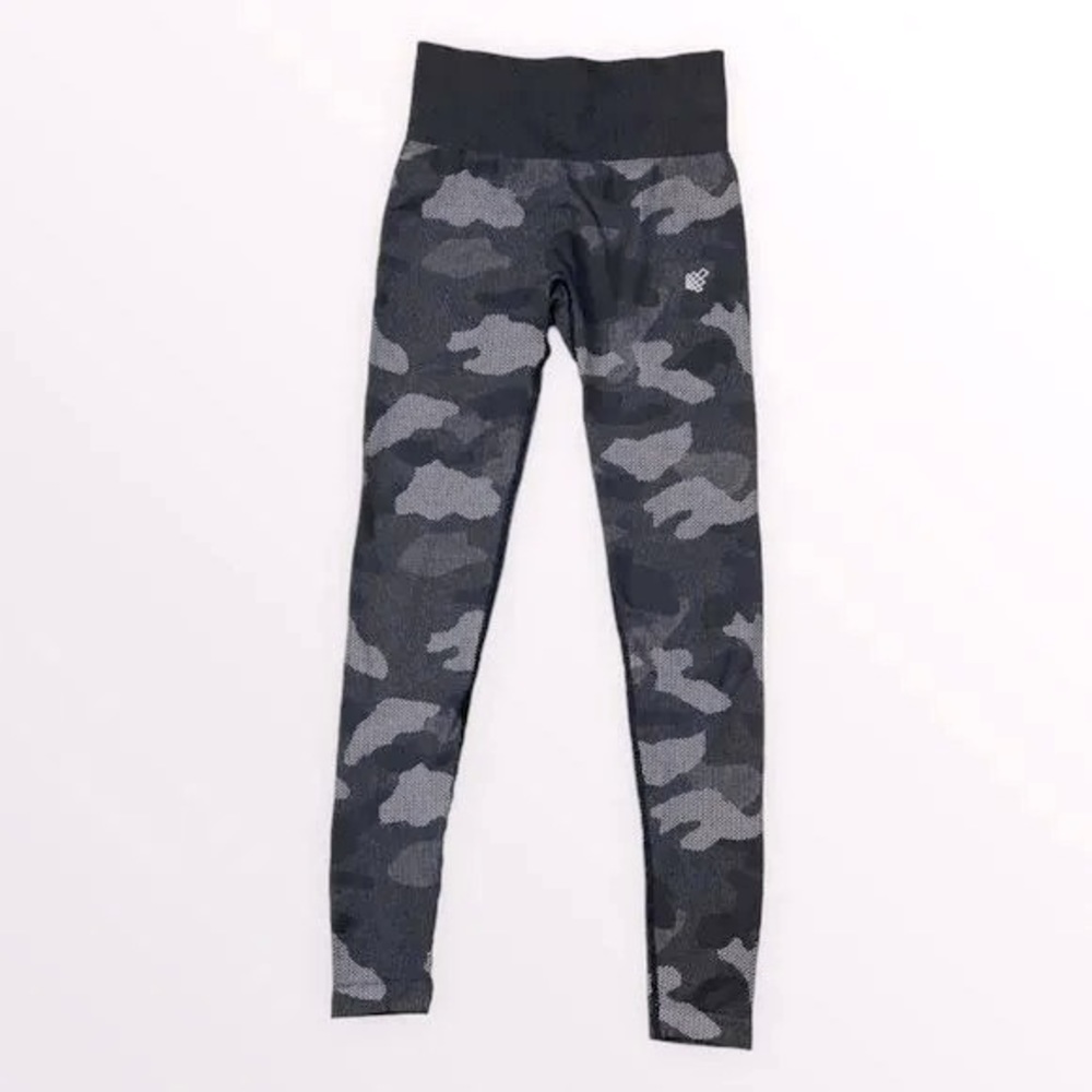 Ribbed High-waisted Camouflage Workout Legging